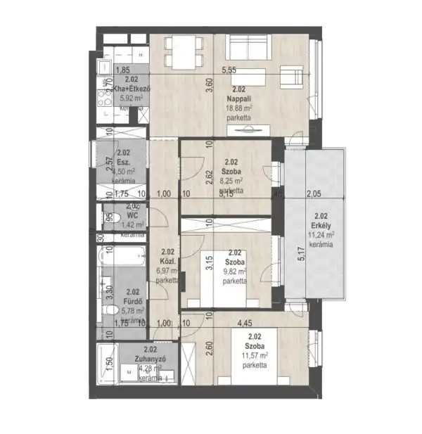 Eladó új építésű téglalakás, Budapest, XIII. kerület 4 szoba 77 m² 138.71 M Ft