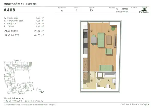 Eladó új építésű téglalakás, Budapest, XIV. kerület 1 szoba 39 m² 67.87 M Ft