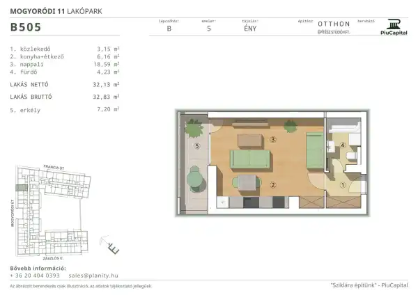 Eladó új építésű téglalakás, Budapest, XIV. kerület 1 szoba 32 m² 69.26 M Ft