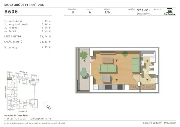 Eladó új építésű téglalakás, Budapest, XIV. kerület 1 szoba 32 m² 69.41 M Ft