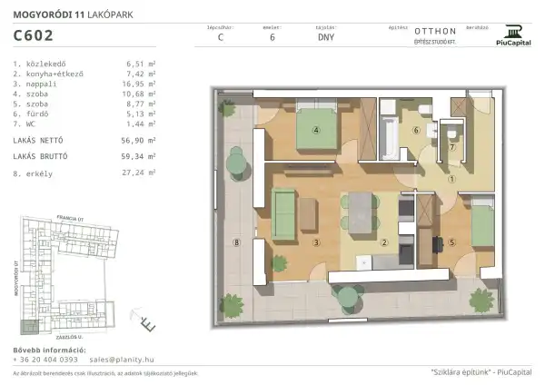 Eladó új építésű téglalakás, Budapest, XIV. kerület 3 szoba 57 m² 118.1 M Ft