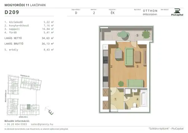 Eladó új építésű téglalakás, Budapest, XIV. kerület 1 szoba 35 m² 70.16 M Ft