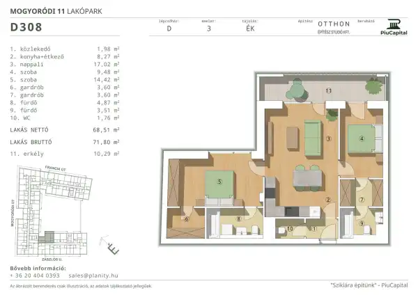 Eladó új építésű téglalakás, Budapest, XIV. kerület 3 szoba 69 m² 116.06 M Ft