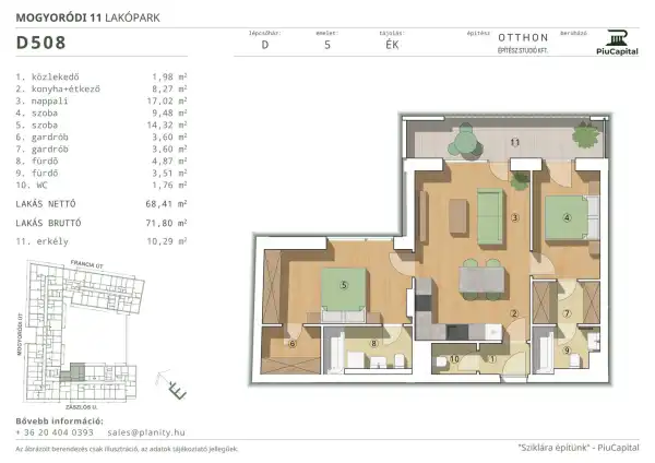 Eladó új építésű téglalakás, Budapest, XIV. kerület 3 szoba 68 m² 121.39 M Ft