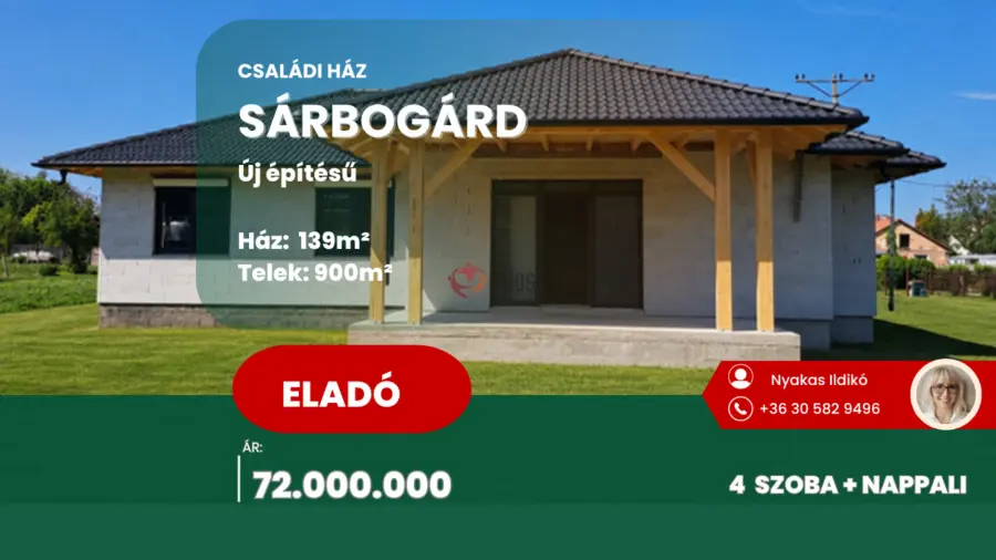 eladó újszerű családi ház, Sárbogárd
